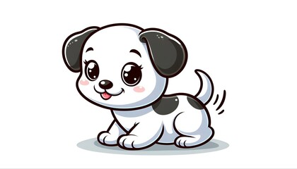 Cartoon image of a cute puppy, white background	