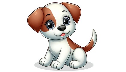 Cartoon image of a cute puppy, white background	