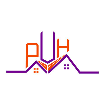 PUH Real State logo design, PUH simple and modern logo. PUH luxurious alphabet design