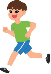 smile boy character racing, children athletic running race  , game day, sport competition illustration