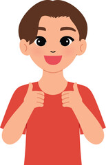 friendly man making thumbs up, smile male great job sign illustration