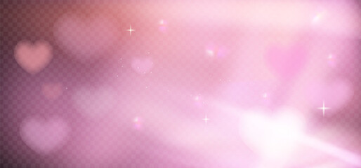 Soft heart shaped light effect with pink flares, glow, and subtle shine. Romantic overlay for Valentine’s Day, love designs, or wedding projects.
