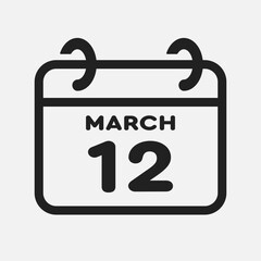 Icon page calendar day - 12 March