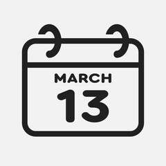Icon page calendar day - 13 March