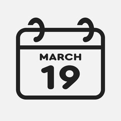 Icon page calendar day - 19 March
