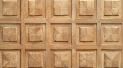 Intricate Wooden Paneling Design Square Pattern Texture Background
