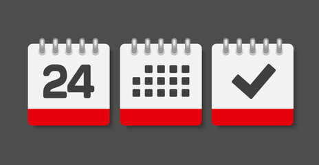 Vector icon page calendar - 24 day, agenda, done