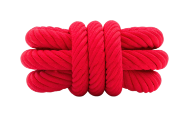 Vibrant red rope coiled for practical uses and creative designs