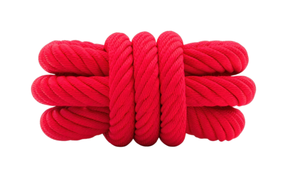 Vibrant red rope coiled for practical uses and creative designs