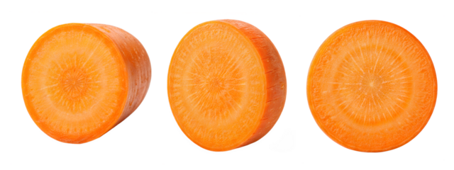 Carrot slices isolated on transparent background