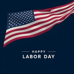 Celebrating Labor Day American Flag Waving in Honor of American Workers