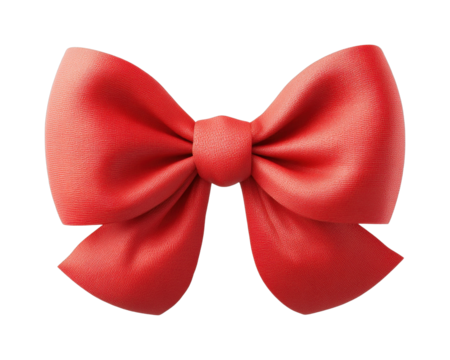 Red bow with elegant fabric texture and symmetric design