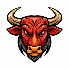 Fototapeta premium Vector artwork of a fierce bull head logo.