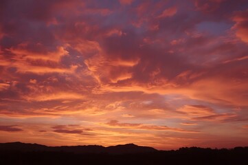 Fiery sunset cloudscape