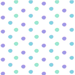 正方形の背景　手書き風水玉ドット　青系