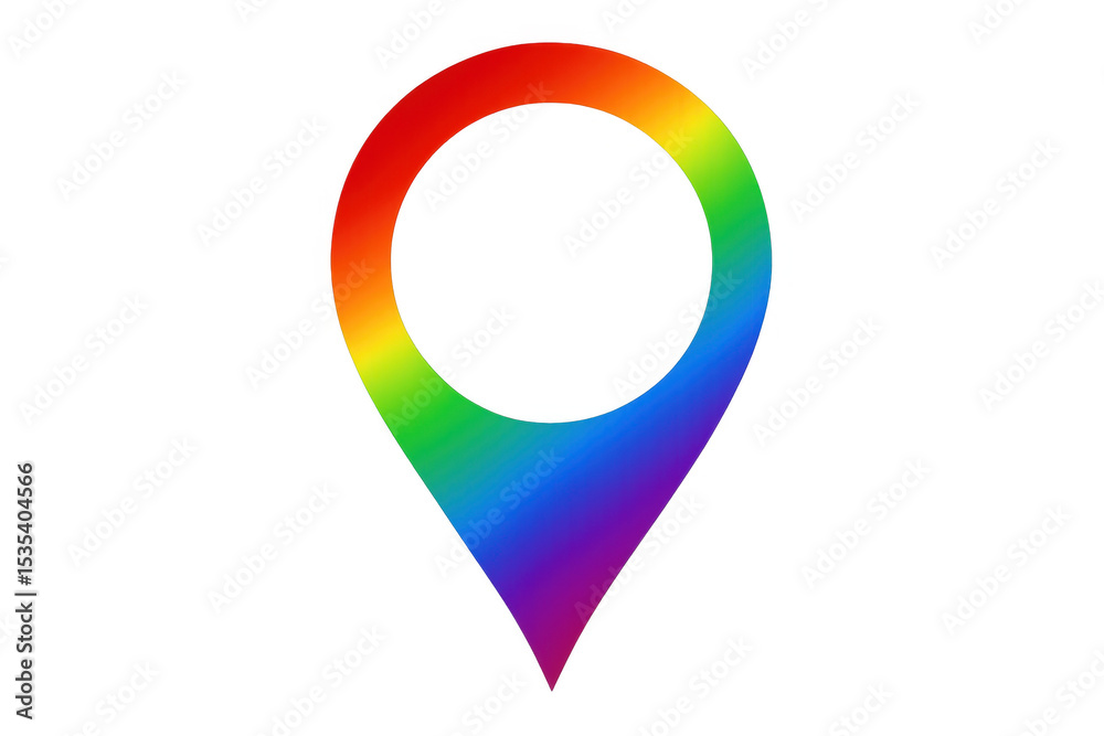 Poster rainbow location pin icon with transparent background representing diversity and inclusion in naviga