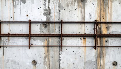 Rusty Steel Reinforcement In Concrete Wall