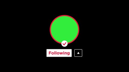 animation tiktok following account with green screen or transparent profil - Powered by Adobe