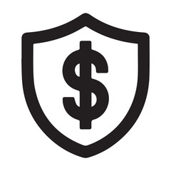 Fototapeta premium vector icon featuring a dollar sign protected by a sturdy shield