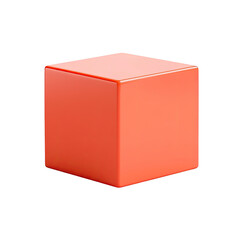 Fototapeta premium Single coral-red cube on black background
