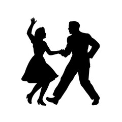 silhouettes of dancing couple vector illustration 