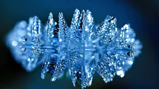Microcosmic World of Blue Ice Crystals