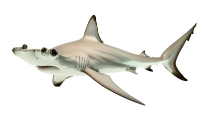 Obraz premium Hammerhead shark swimming gracefully in ocean waters isolated on transparent background, cutout PNG