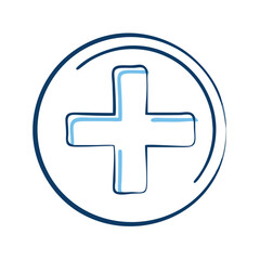 Obraz premium Medical cross icon in a circle, ideal for representing healthcare services and medical assistance