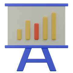 3D Render of Bar Graph on Presentation Board