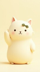 Pastel-colored cartoon cat figure.