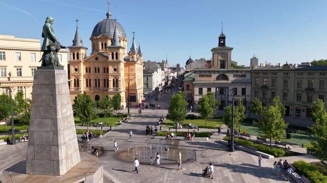 The city of Ł&oacute;dź - view of Freedom Square. Lodz, Poland.	