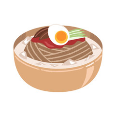 Naengmyeon, a Korean summer dish. Cold noodle dish.