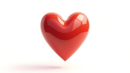 Fototapeta premium Shiny red 3d heart on white background