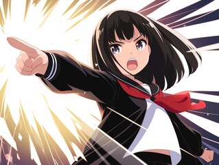 鋭い指摘をするアニメ調の美少女