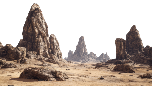 Desert landscape with jagged peaks