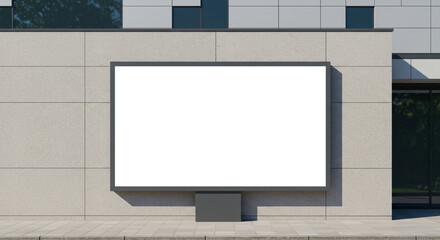 Fototapeta premium Empty Outdoor Advertising billboard on company wall mockup