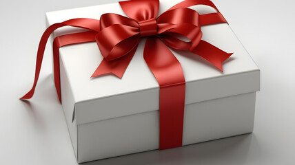 Obraz premium Beautiful Christmas gift box with red ribbon