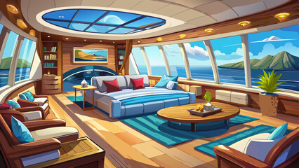 Luxury Yacht Master Suite with Ocean View .Very beautiful