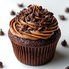 Chocolate cupcake with swirled frosting high resolution picture