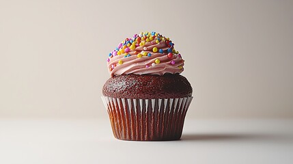 Chocolate dessert cupcake on kitchen table high resolution picture