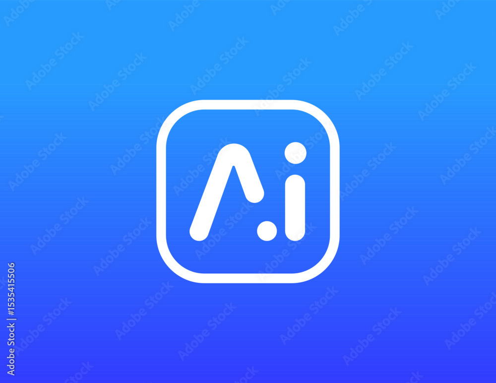 Poster ai logo, artificial intelligence badge with minimal typography, virtual assistant icon. smart tech s