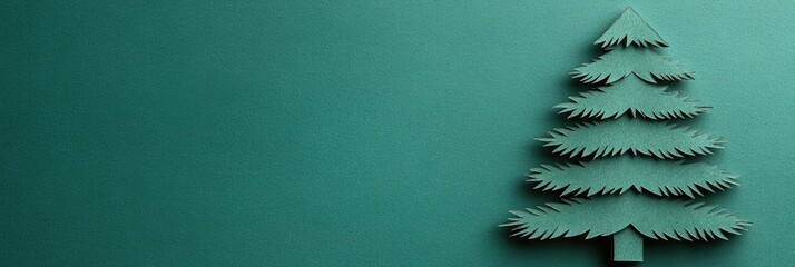 This minimalist paper-cut Christmas tree on a teal background is perfect for websites or blogs for holiday greetings, modern festive themes, digital cards, or seasonal art and craft content.

