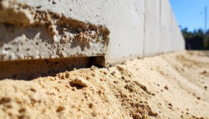 Light Gray Concrete Wall Foundation On Sand