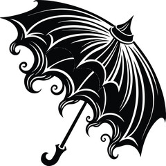 A beach umbrella silhouette white background