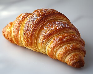 Classic french croissant resting on plate high resolution picture
