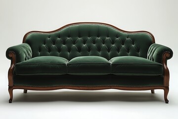 Classic green sofa with plush cushions high resolution picture