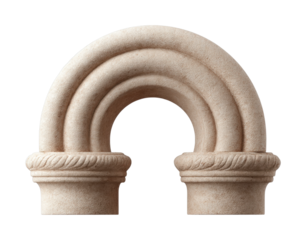 Historic romanesque stone arch with intricate carvings