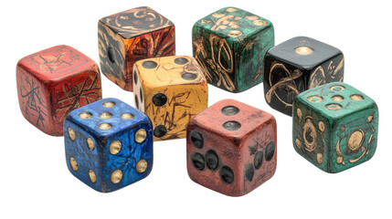 Creative storytelling dice set, Transparent background, PNG file