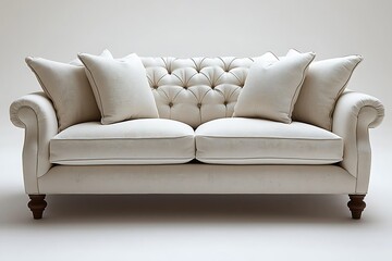 Classic rolled arm sofa with cushions high resolution picture