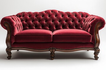 Classic red velvet royal sofa design high resolution picture